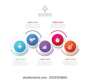 Plantilla de presentación de negocios de infografía vectorial con interconexión circular con 5 opciones.