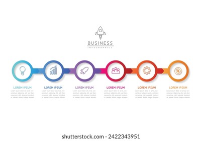 Vector infographic business presentation template with circular interconnection with 6 options.