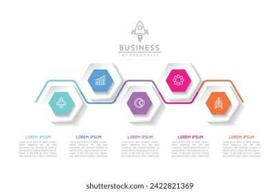 Vector infographic business presentation template connected with 5 options