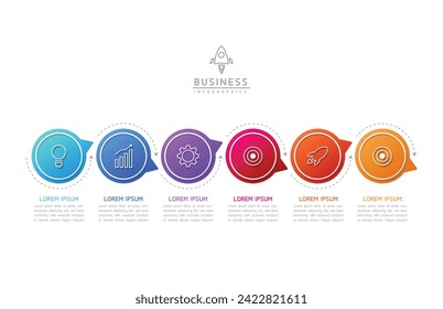 Vector infographic business presentation template with circular interconnection with 6 options.