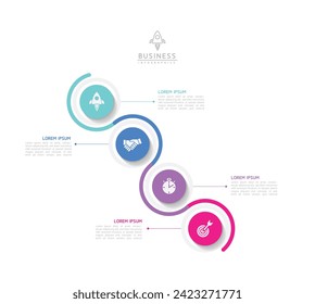 Plantilla de presentación de negocios de infografía vectorial con interconexión circular con 4 opciones.
