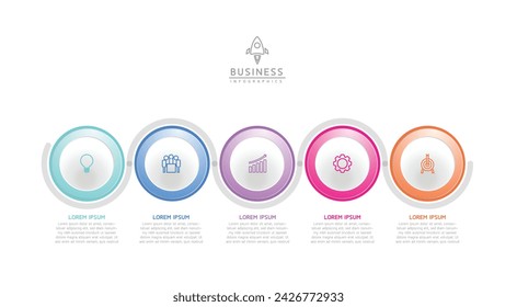 Vector infographic business presentation template with circular interconnection with 5 options.