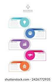Vector infographic business presentation template with circular interconnection with 5 options.