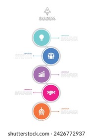 Vektor-Infografik-Business-Präsentation-Vorlage mit zirkulärer Verbindung mit 5 Optionen.