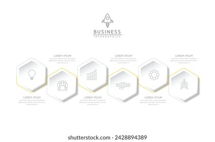 Vector infographic business presentation template with circular interconnection with 6 options.