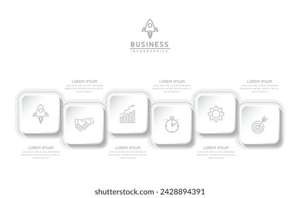 Vector infographic business presentation template with circular interconnection with 6 options.