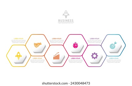 Vector infographic business presentation template with circular interconnection with 6 options.