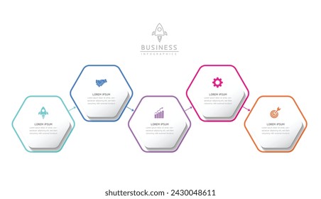 Vector infographic business presentation template connected with 5 options