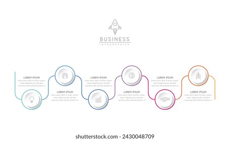 Vector infographic business presentation template with circular interconnection with 6 options.