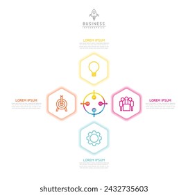Vector infographic business presentation template connected with 4 options