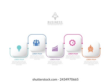 Plantilla de presentación de negocios de infografía vectorial conectada con 5 opciones