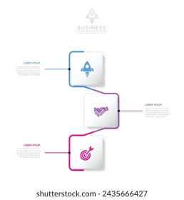 Vector infographic business presentation template with circular interconnection with 3 options.