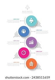 Vector infographic business presentation template with circular interconnection with 5 options.