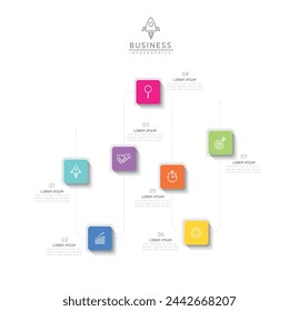 Vector infographic business presentation template connected with 7 options