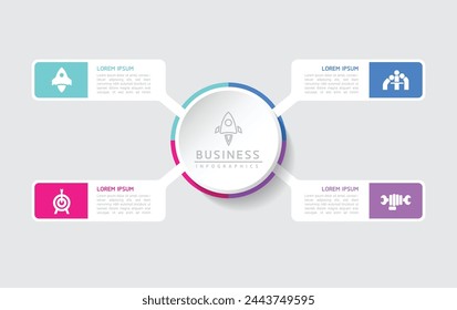 Vector infographic business presentation template connected with 4 options