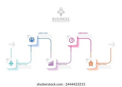 Plantilla de presentación de negocios de infografía de Vector conectada con 5 opciones