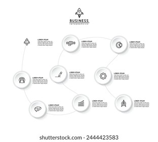 Vector infográfico Plantilla de presentación empresarial con interconexión circular con 9 opciones.