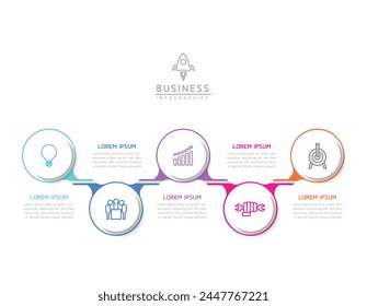 Vector infographic business presentation template with circular interconnection with 5 options.