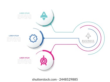 Vector infográfico Plantilla de presentación de negocios con interconexión circular con 3 opciones.