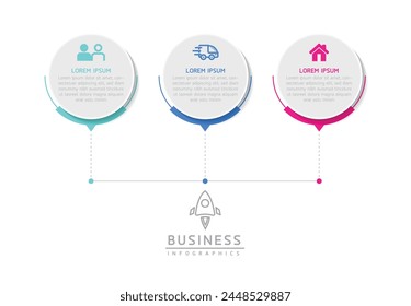 Vector infographic business presentation template with circular interconnection with 3 options.