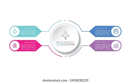 Vector infographic business presentation template connected with 4 options