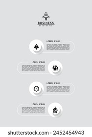 Vector infographic business presentation template with circular interconnection with 4 options.