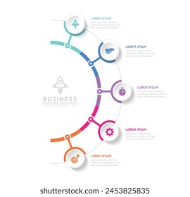 Plantilla de presentación de negocios con infografía de Vector con interconexión circular con 5 opciones.