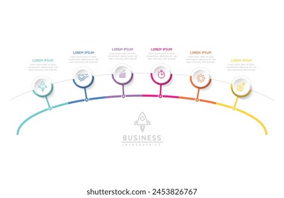 Vector infographic business presentation template with circular interconnection with 6 options.