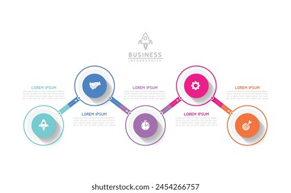 Plantilla de presentación de negocios con infografía de Vector con interconexión circular con 5 opciones.
