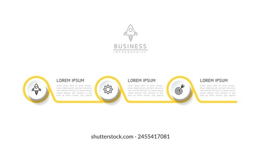 Vector infographic business presentation template with circular interconnection with 3 options.