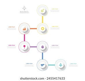 Vektorgrafik Infografik Business Presentation Vorlage mit zirkulärer Verbindung mit 7 Optionen.