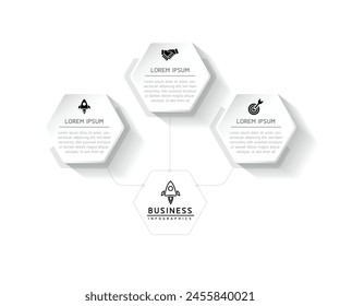 Plantilla de presentación de negocios de infografía de Vector conectada con 3 opciones