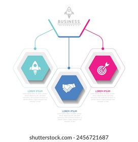 Vector infographic business presentation template connected with 3 options