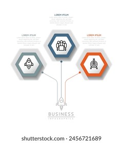 Vector infographic business presentation template connected with 3 options