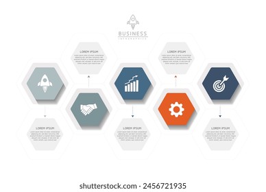 Vector infographic business presentation template connected with 5 options