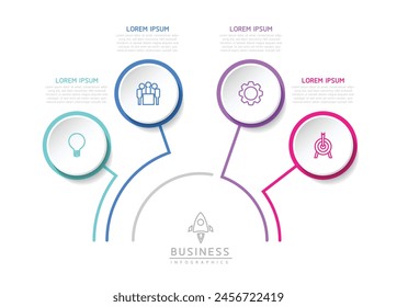 Vector infográfico Plantilla de presentación de negocios con interconexión circular con 4 opciones.