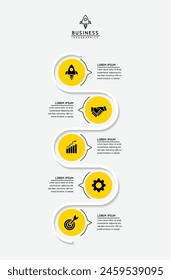 Plantilla de presentación de negocios con infografía de Vector con interconexión circular con 5 opciones.