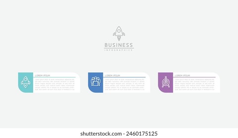Plantilla de presentación de negocios de infografía de Vector conectada con 3 opciones