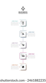 Vector infographic business presentation template connected with 5 options