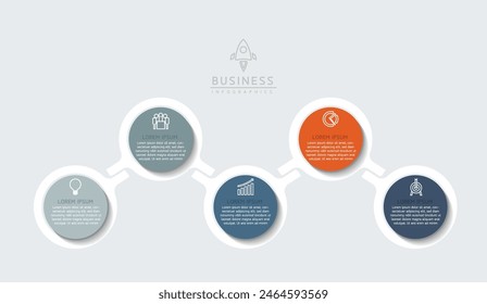Plantilla de presentación de negocios con infografía de Vector con interconexión circular con 5 opciones.