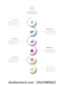 Vector infographic business presentation template with circular interconnection with 6 options.