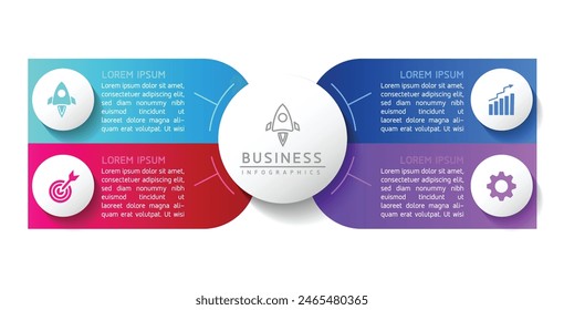 Vector infográfico Plantilla de presentación de negocios con interconexión circular con 4 opciones.
