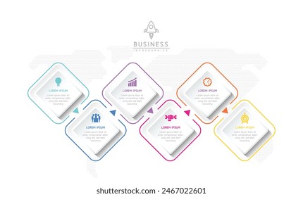 Vector infographic business presentation template connected with 6 options