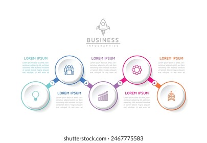 Plantilla de presentación de negocios con infografía de Vector con interconexión circular con 5 opciones.