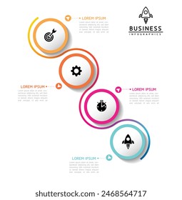 Vector infographic business presentation template with circular interconnection with 4 options.