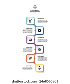 Vector infographic business presentation template connected with 6 options