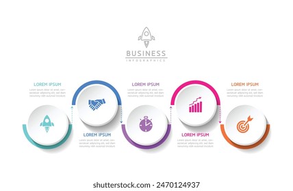 Plantilla de presentación de negocios con infografía de Vector con interconexión circular con 5 opciones.