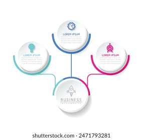 Vector infographic business presentation template with circular interconnection with 3 options.