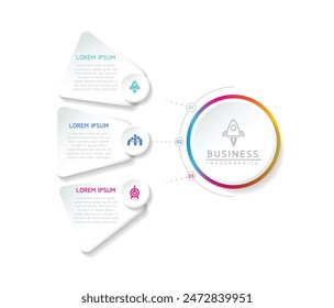 Plantilla de presentación de negocios de infografía de Vector conectada con 3 opciones
