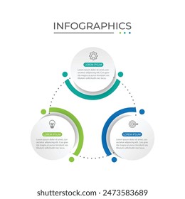Vector infographic business presentation template with circular interconnection with 3 options.